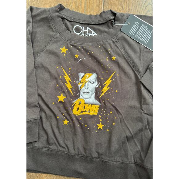 NWT Chaser David Bowie Logo Shirt Top Gray Sz 5 - Picture 4 of 5